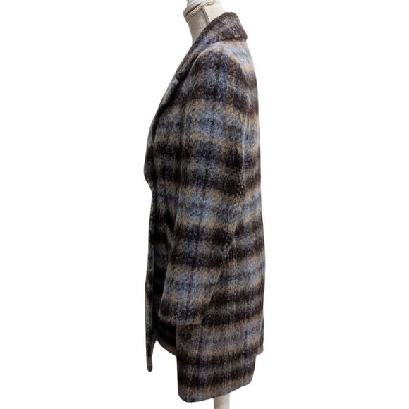 Banana Republic Italian Plaid Topcoat Wool Blend Women's Medium Petite NWT - Picture 5 of 11